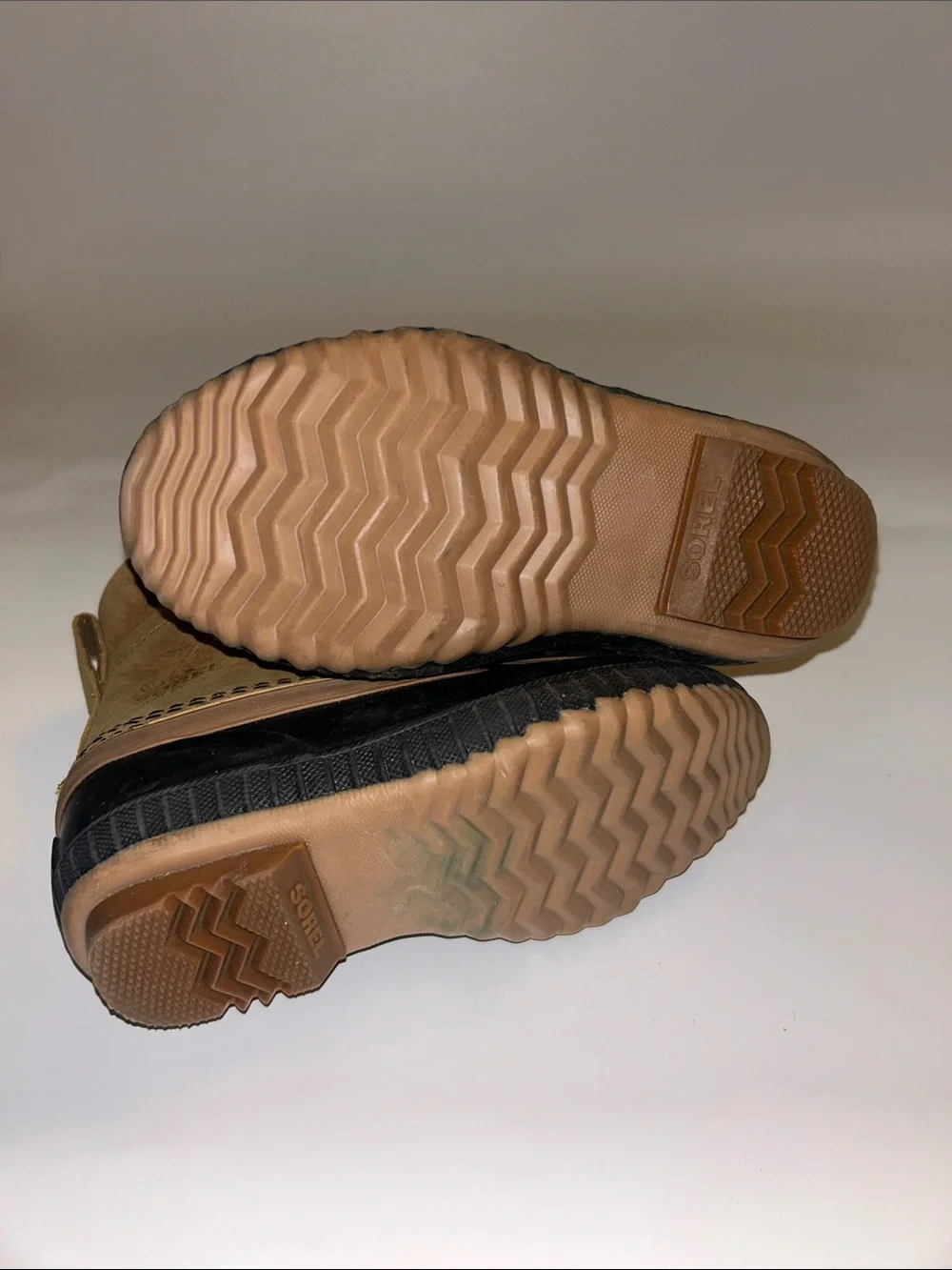Sorel Kids Brown and Black Duck Boots with Velcro Straps